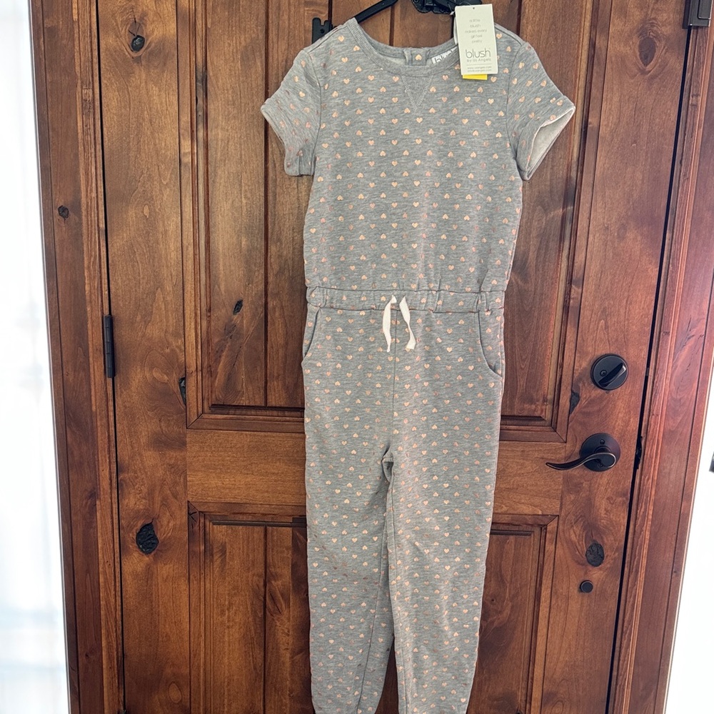 Blush by Us Angels Gray Jumpsuit with Pink Accents